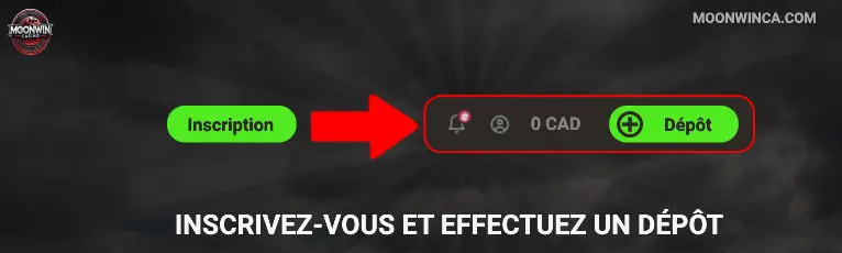Inscrivez-vous et effectuez un dépôt Moonwin